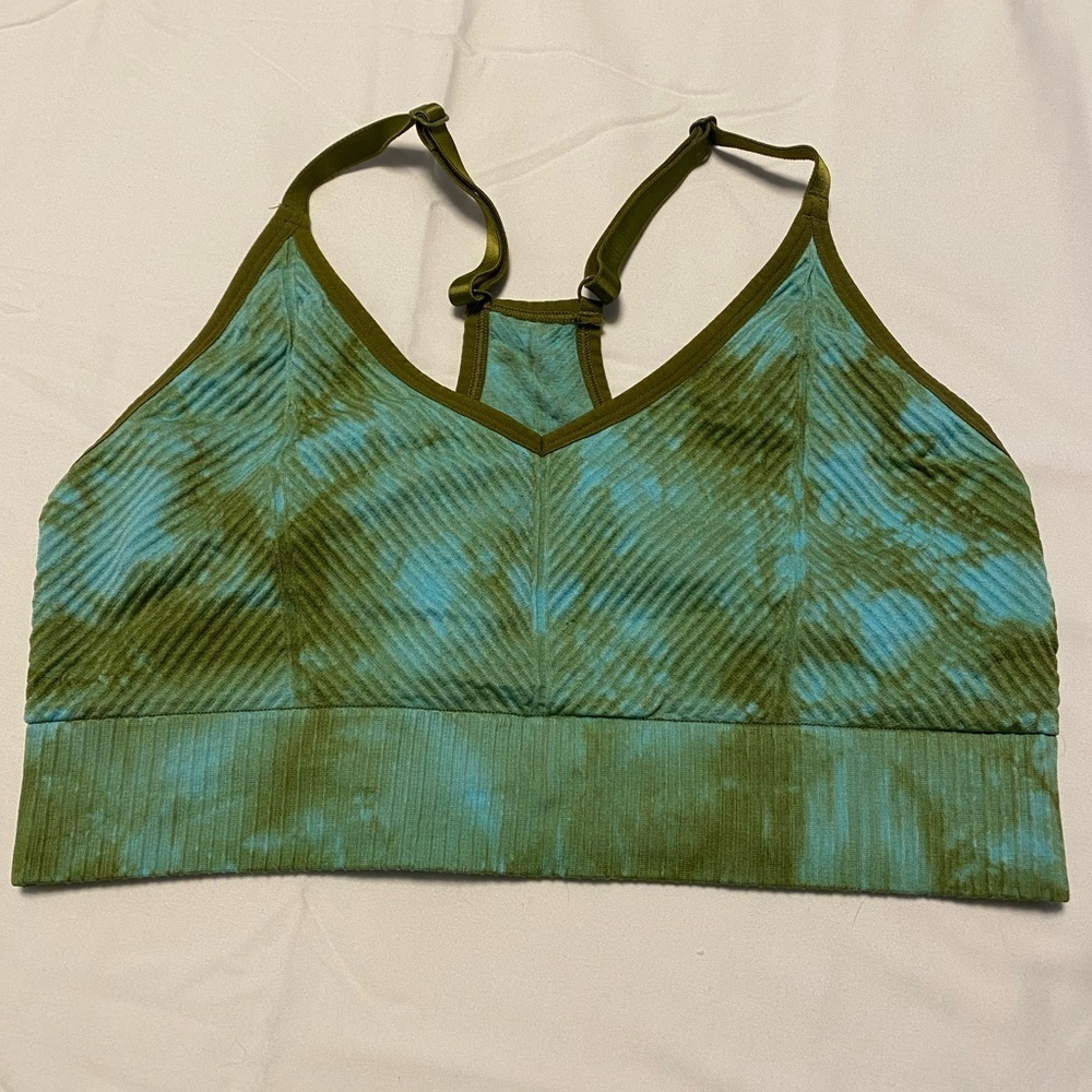 💚 Victorias secret Pink Active Sports Bra Tie Dyed Blue and shades of green- LG